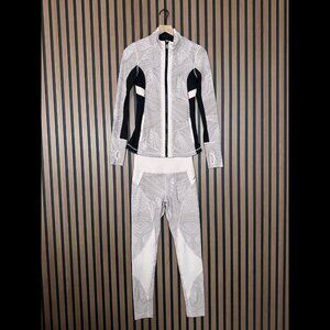 New Lukka Lux Matching Active Set Small Pink Textured Zip Up Jacket Leggings